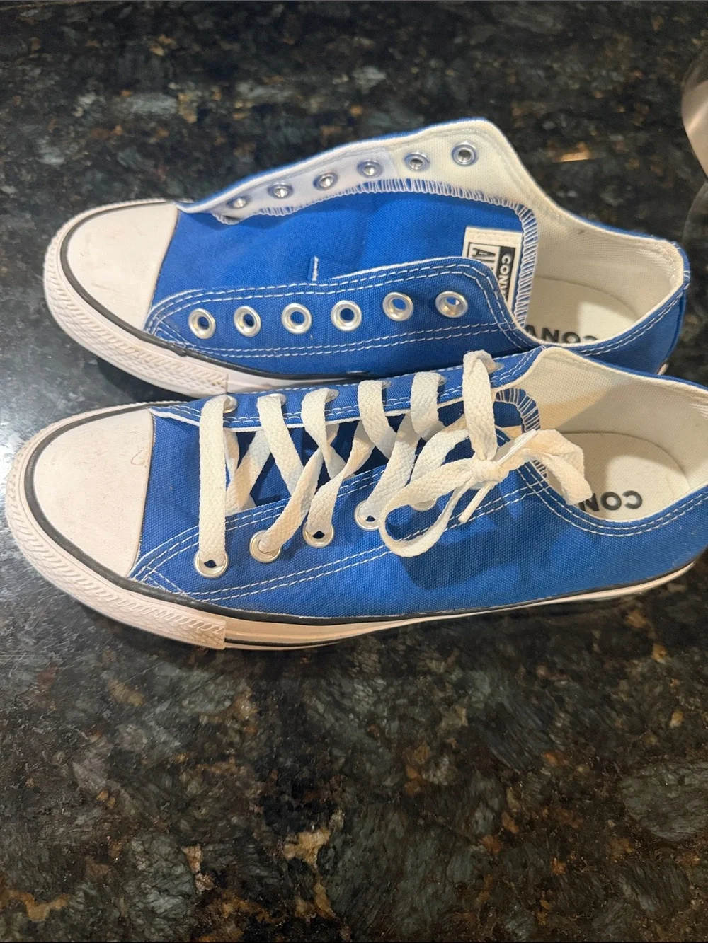 Converse All-Star Low-Top Sneakers in Royal Blue and White - Picture 2 of 4